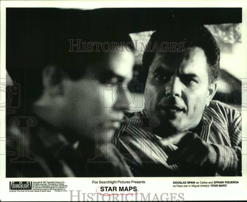 1997 Press Photo Douglas Spain and Efrain Figueroa star in Star Maps.- Historic Images