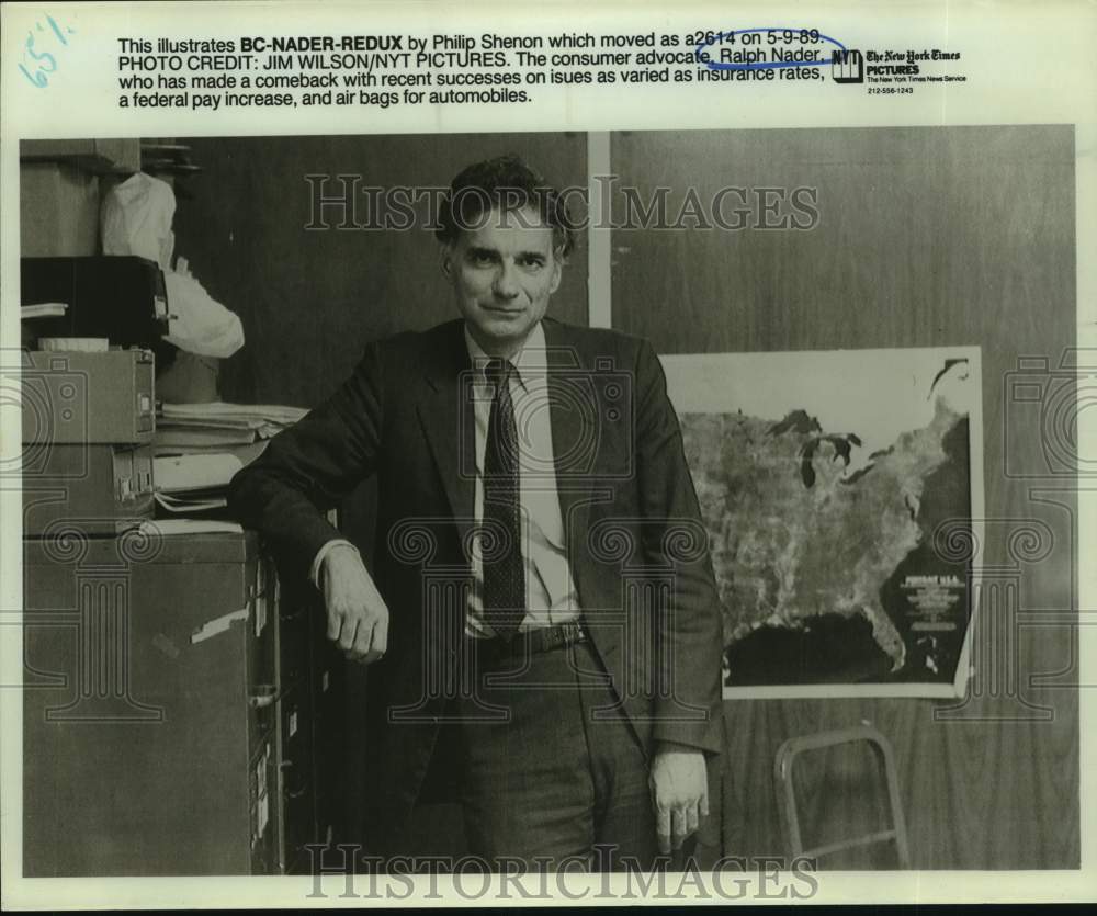 1989 Press Photo Consumer Advocate Ralph Nader - sap24495- Historic Images