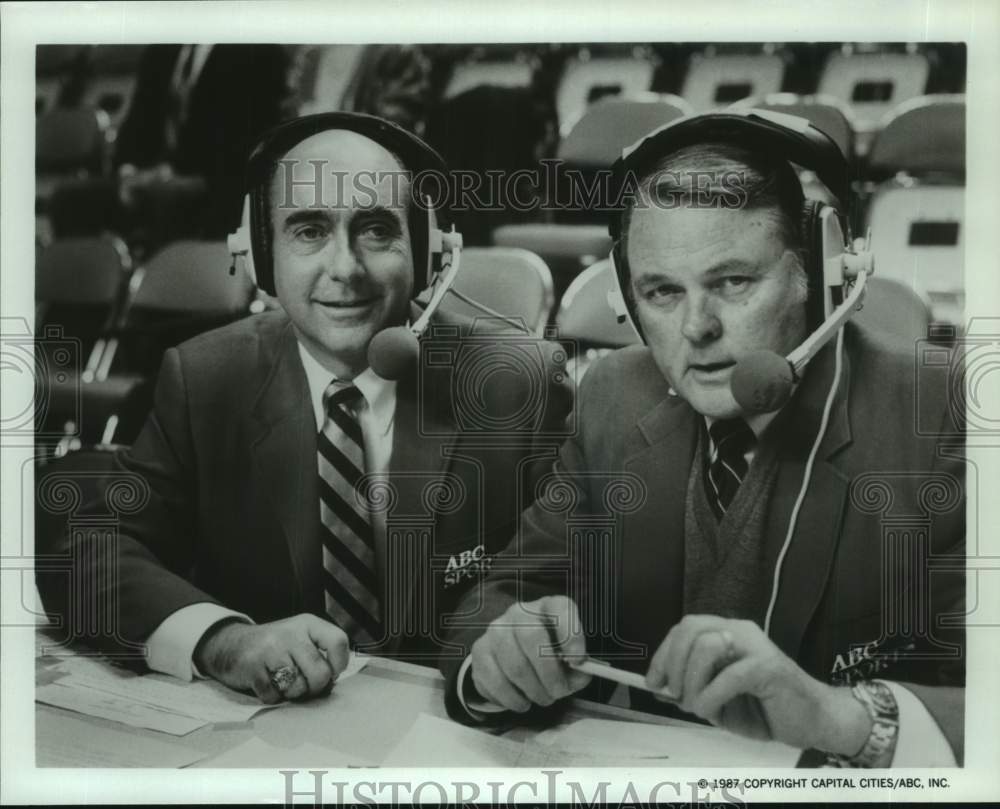 1987 Press Photo ABC Sportscaster Keith Jackson and Analyst Dick Vitale- Historic Images