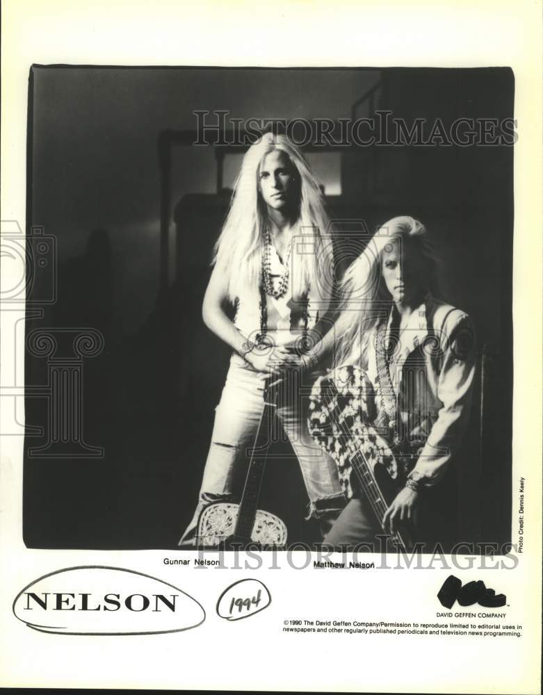 1990 Press Photo Gunnar Nelson and Matthew Nelson in &quot;Nelson&quot; band, Entertainers- Historic Images