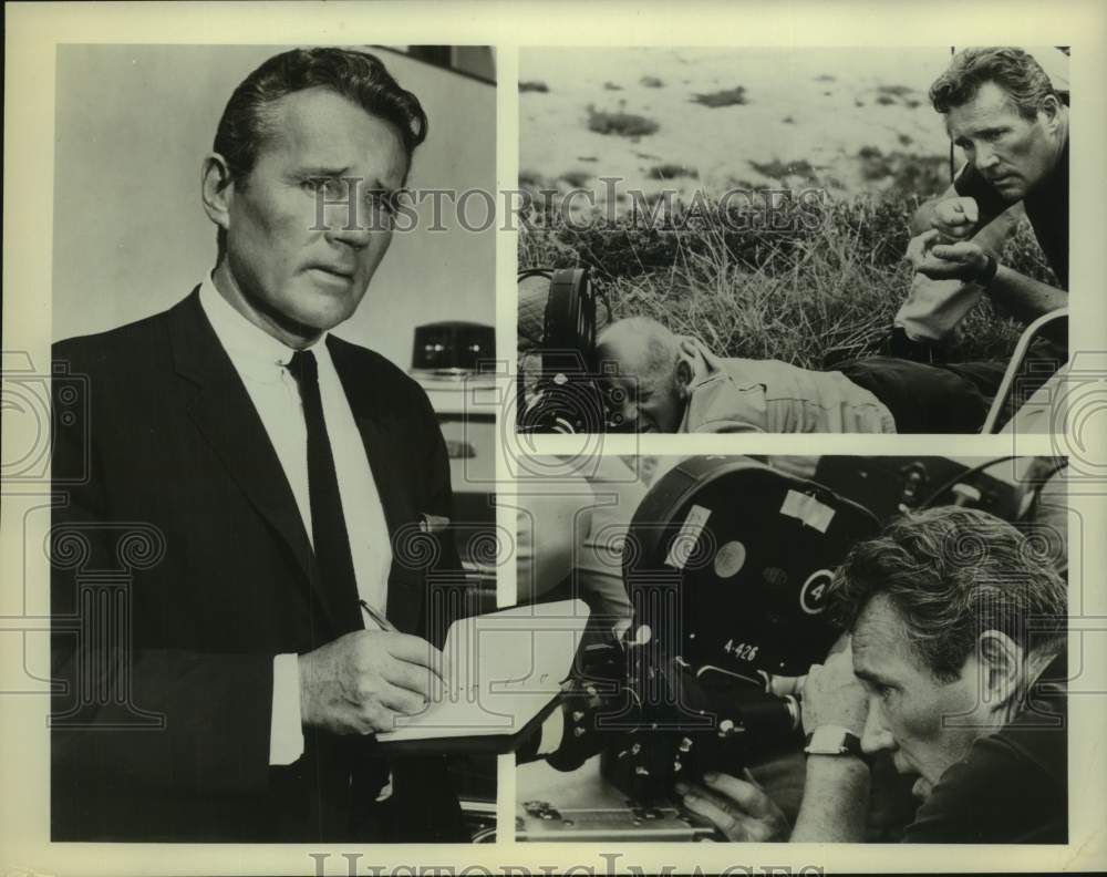 1967 Press Photo Actor Howard Duff in composite on set of film - sap33513- Historic Images