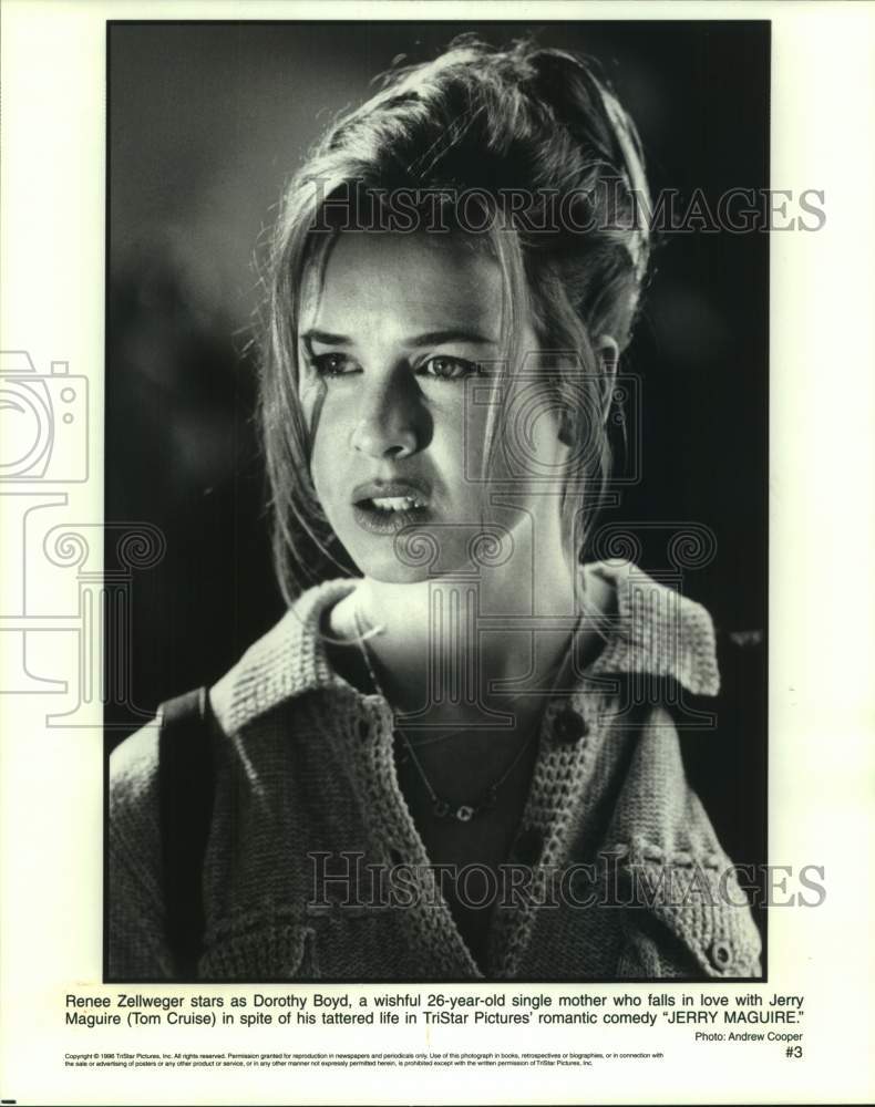 1996 Press Photo Renee Zellweger stars as Dorothy Boyd in "Jerry Maguire"- Historic Images
