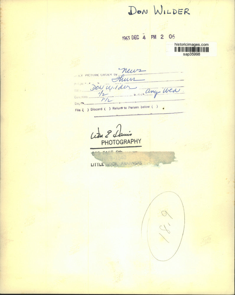 1963 Press Photo Don Wilder - sap35998