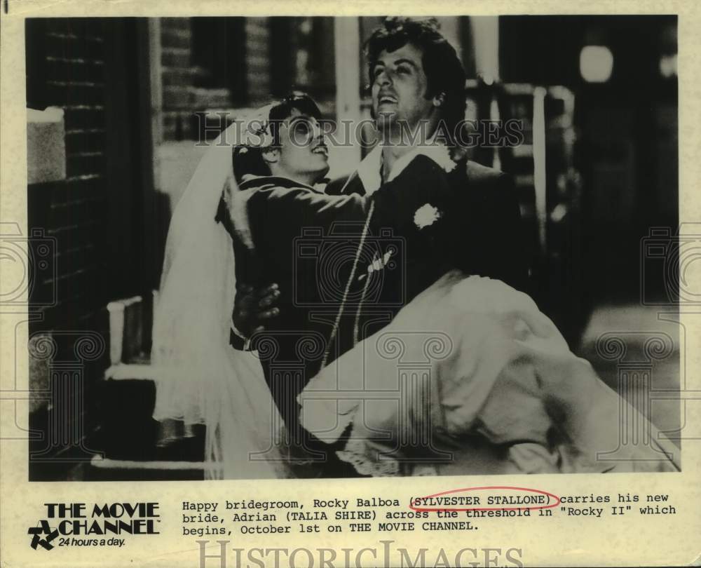 Press Photo Actors Sylvester Stallone and Talia Shire in "Rocky II" Movie- Historic Images