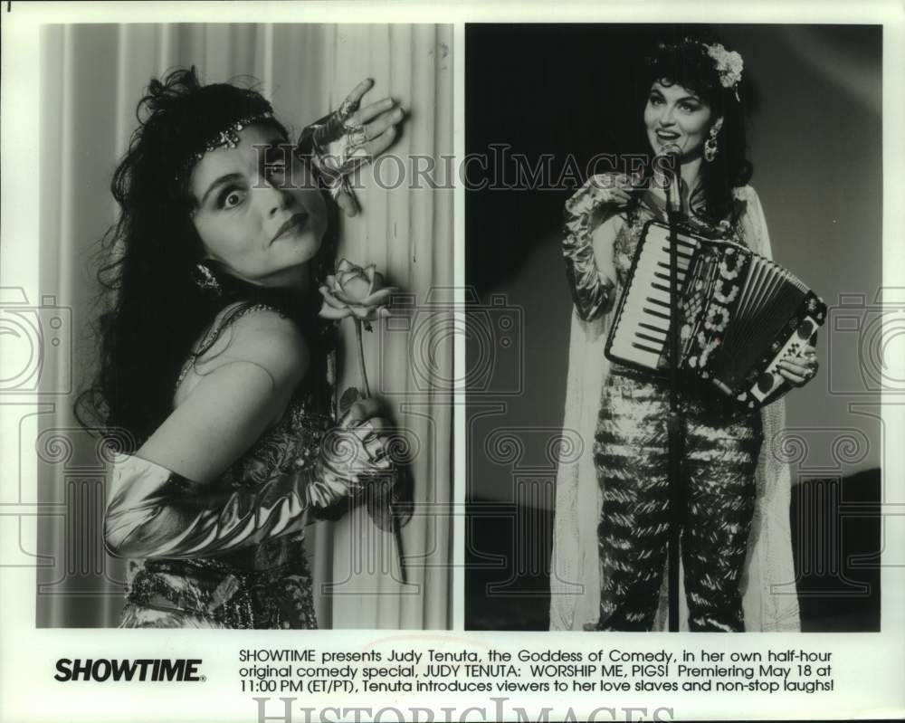 Press Photo Comedian Judy Tenuta in "Worship Me, Pigs!" Special on Showtime- Historic Images