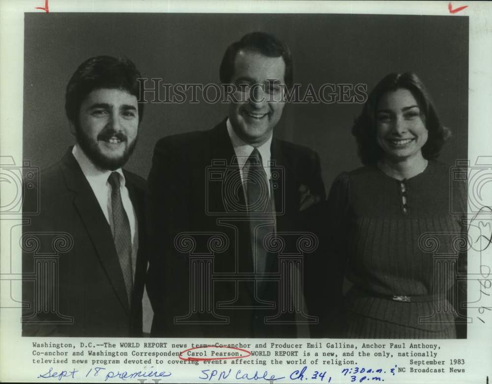 1983 Press Photo The World Report News Team Anchors and Producer in Washington