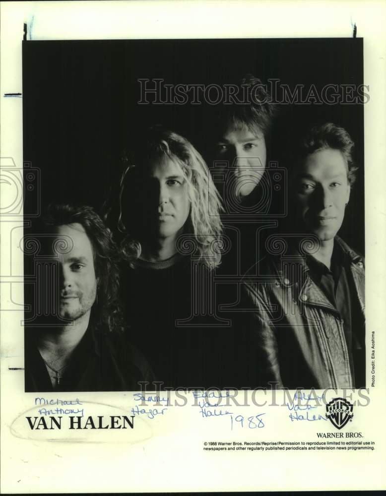 1988 Press Photo Sammy Hagar with Van Halen band members - sap44476