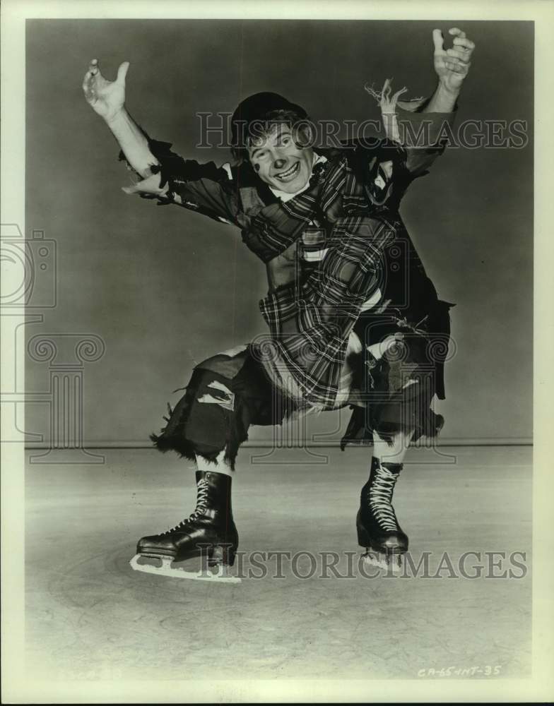 Press Photo Ice Capades Skater Performs as Clown - sap45334- Historic Images