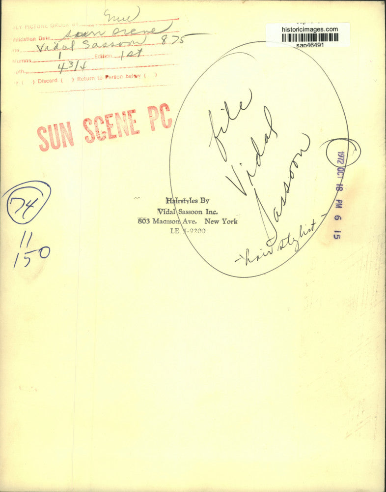 1972 Press Photo Hair Stylist Vidal Sassoon - sap46491