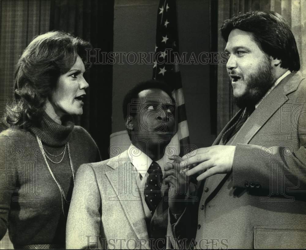 Press Photo Actors Cleavon Little, Barbara Rhoades & Dennis Burkley in TV Series- Historic Images