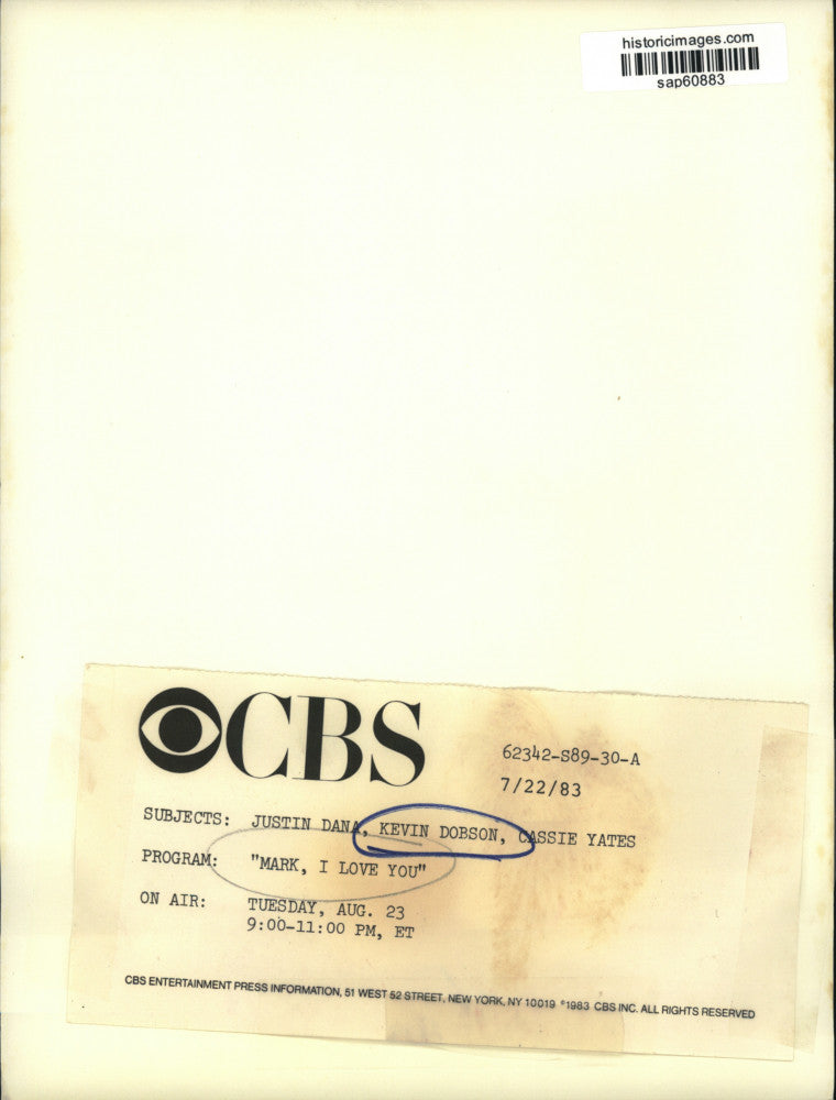 1983 Press Photo Kevin Dobson with Justin Dana in "Mark, I Love You" on CBS-TV