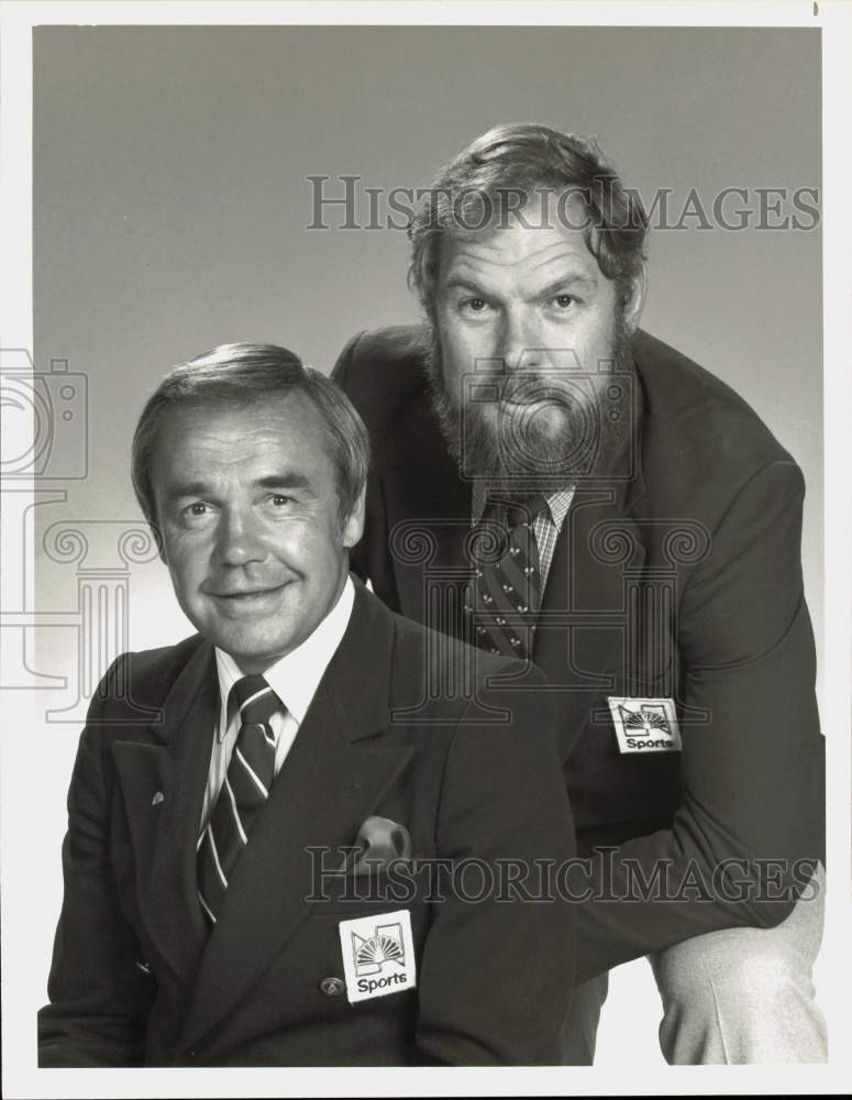 1981 Press Photo Dick Enberg and Merlin Olsen, NBC Sportscasters - sap65995- Historic Images