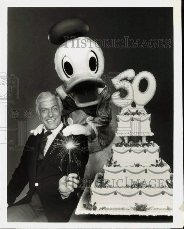 1984 Press Photo Dick Van Dyke, Donald Duck in 