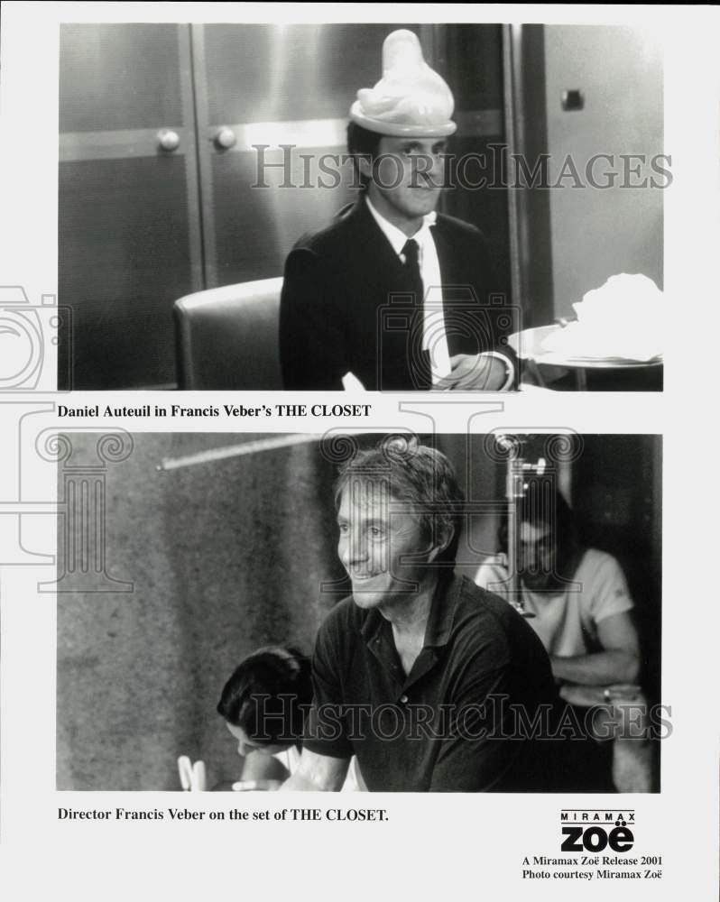 2001 Press Photo Actor Daniel Auteuil and Director Francis Veber of "The Closet"- Historic Images