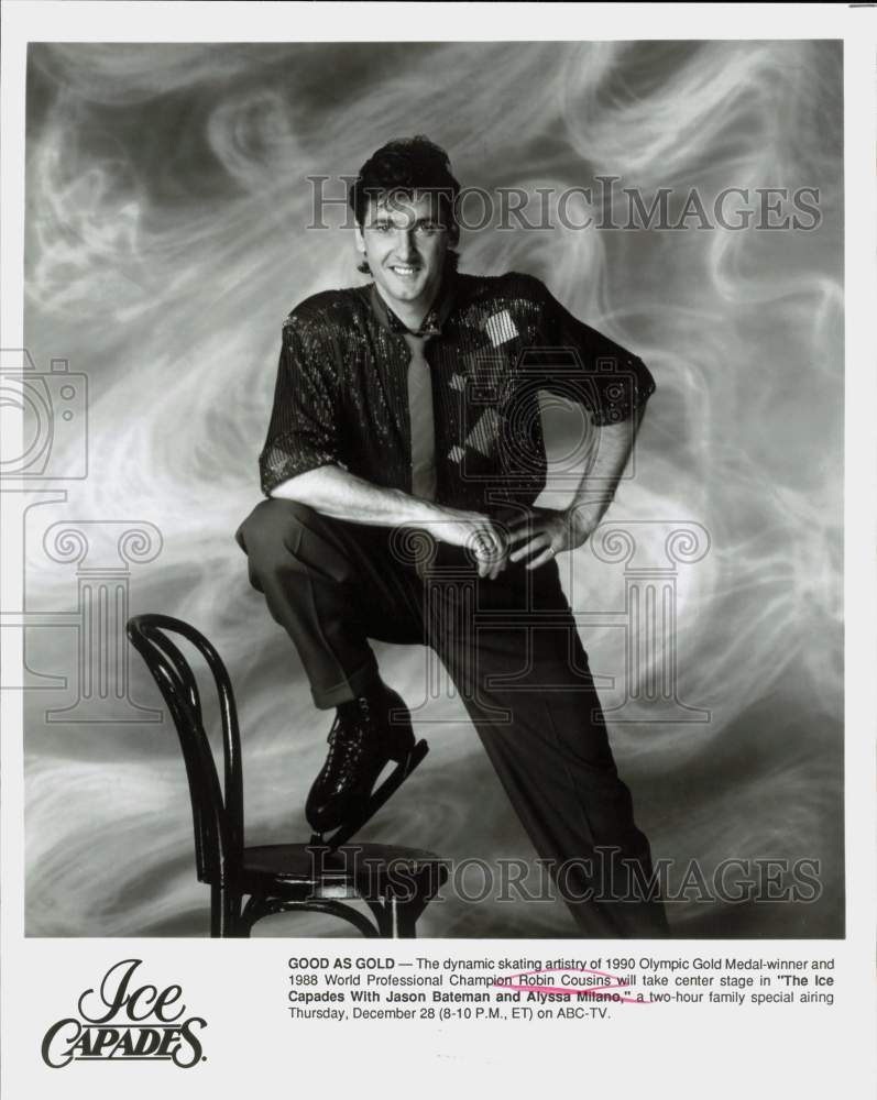 1990 Press Photo Ice Skater Robin Cousins on "The Ice Capades" Special- Historic Images