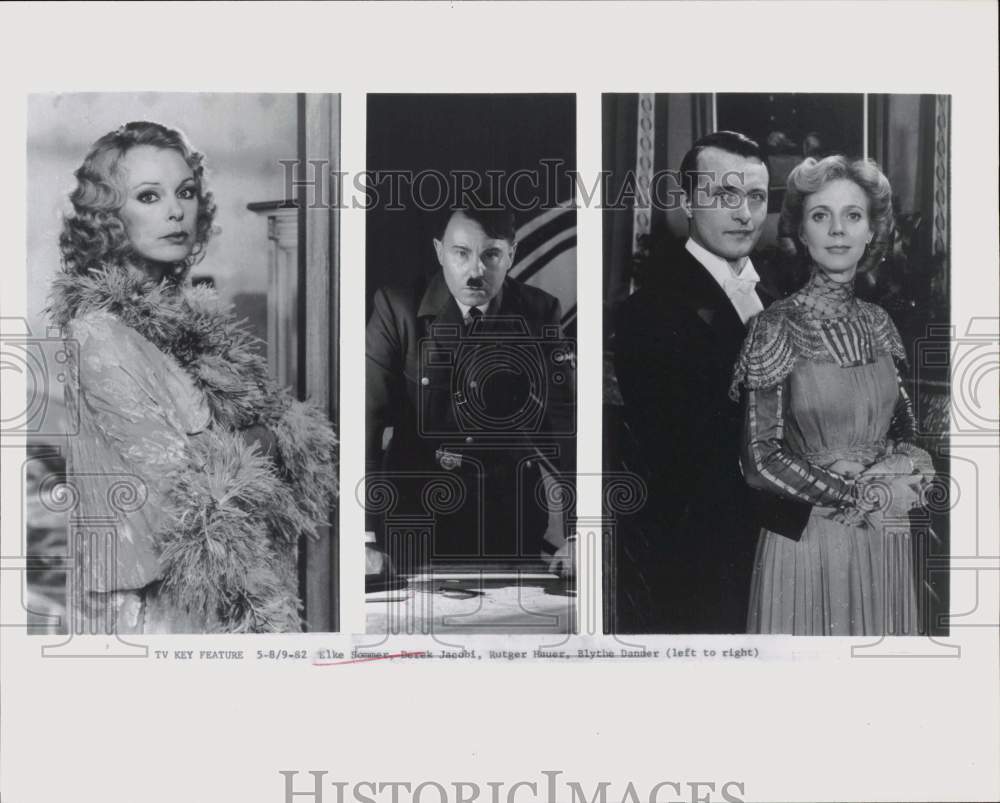 1982 Press Photo Actors Elke Sommer, Derek Jacobi, Rutger Hauer &amp; Blythe Danner- Historic Images