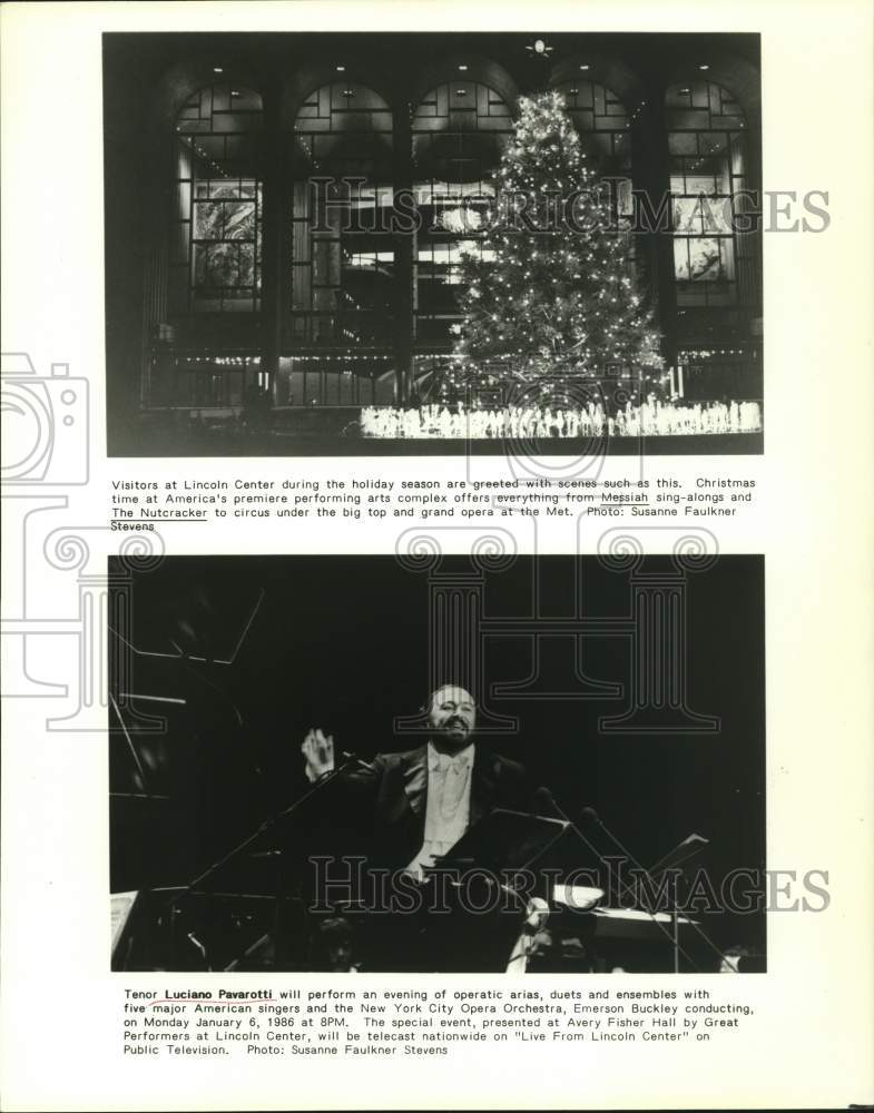 1985 Press Photo Tenor Luciano Pavarotti on &quot;Live from Lincoln Center&quot;- Historic Images