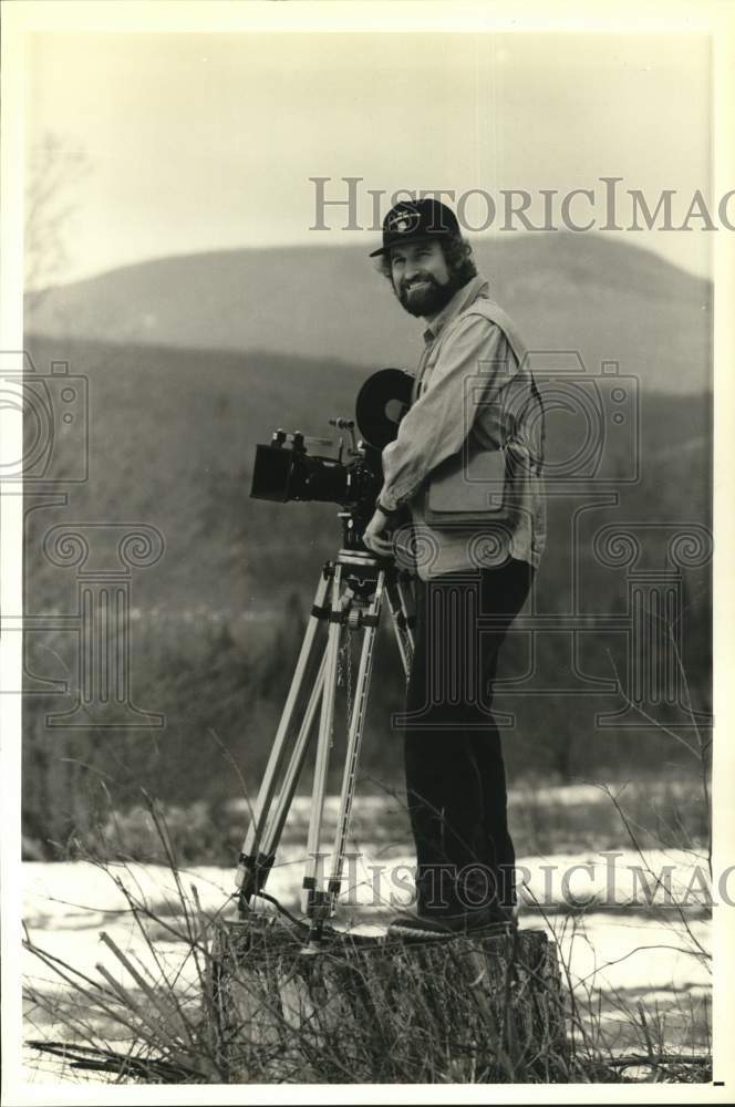 1987 Press Photo Filmmaker Fred Sullivan at Saranac Lake, New York - sap74807- Historic Images