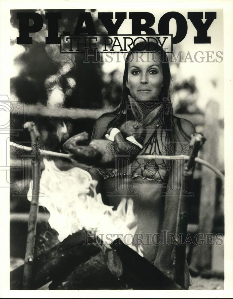 Press Photo Actress Roasting Rabbit in Playboy: The Parody - sap75435- Historic Images