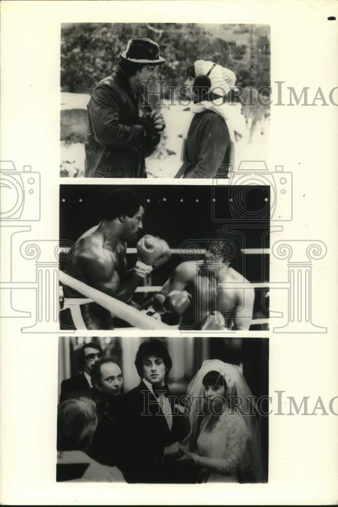 Press Photo Actor Sylvester Stallone &amp; Co-Stars in &quot;Rocky&quot; Movie Scenes- Historic Images