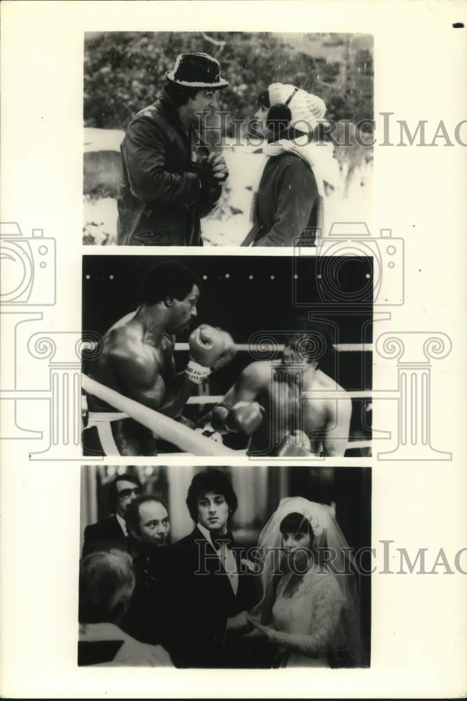 Press Photo Actor Sylvester Stallone & Co-Stars in "Rocky" Movie Scenes- Historic Images