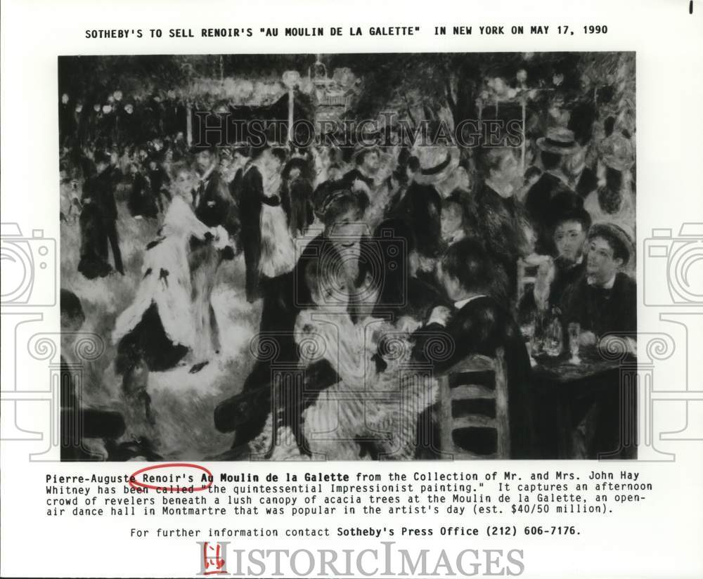 1990 Press Photo Renoir's "Au Moulim De La Galette" Impressionist Painting