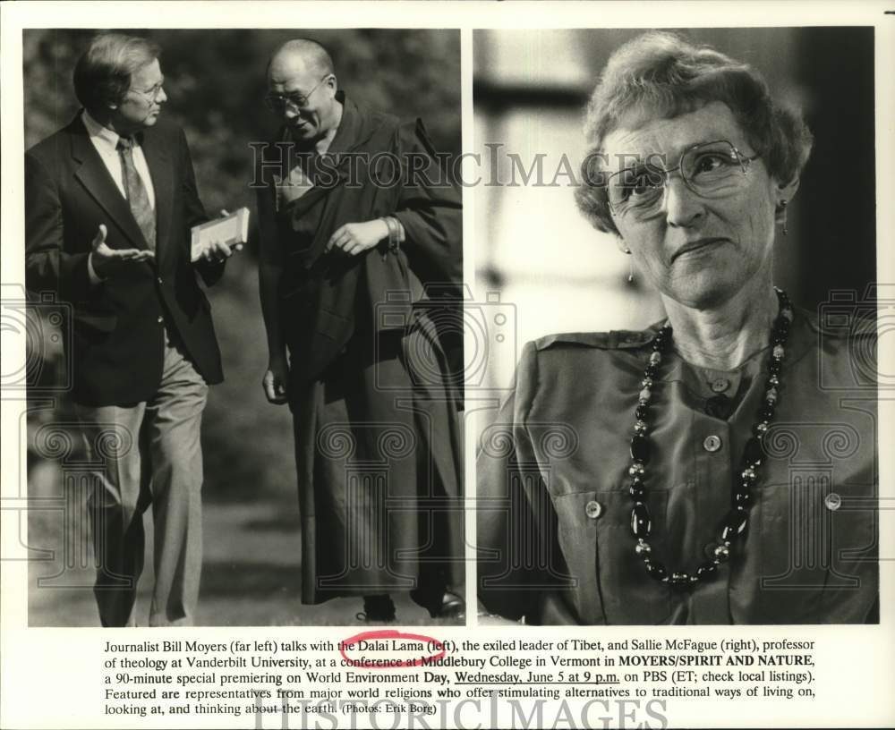 Press Photo Bill Moyers, Dalai Lama & Sallie McFague in Moyers/Spirit and Nature- Historic Images
