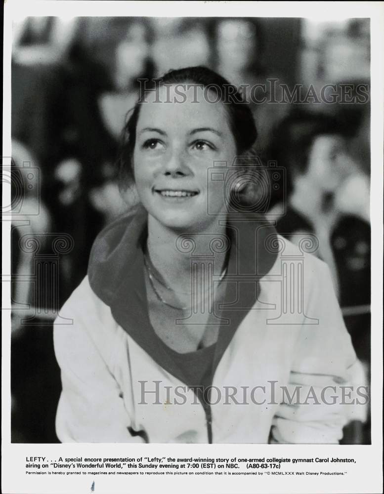 1980 Press Photo Gymnast Carol Johnston in &quot;Lefty&quot; Movie - sap76322- Historic Images