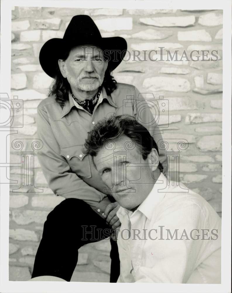 1989 Press Photo Kris Kristofferson & Willie Nelson in "Pair of Aces" Movie- Historic Images