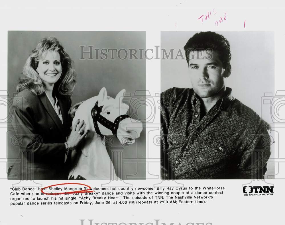 Press Photo Host Shelley Mangrum Hosts Billy Ray Cyrus on "Club Dance"- Historic Images