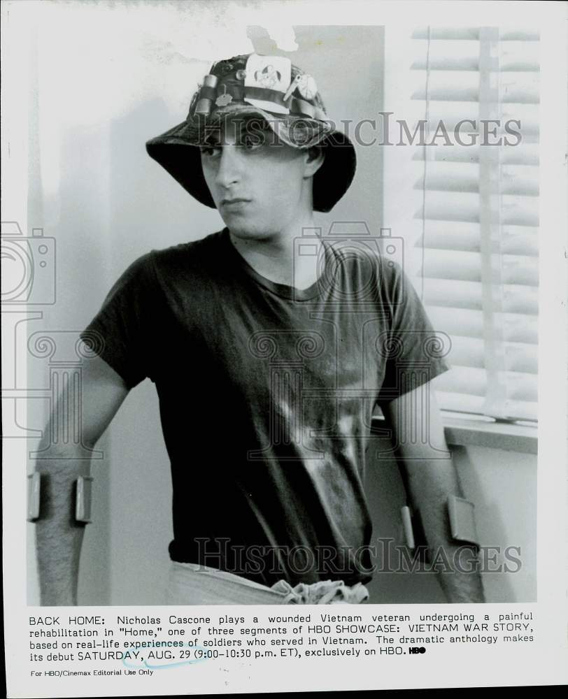 1987 Press Photo Actor Nicholas Cascone in &quot;HBO Showcase: Vietnam War Story&quot;- Historic Images