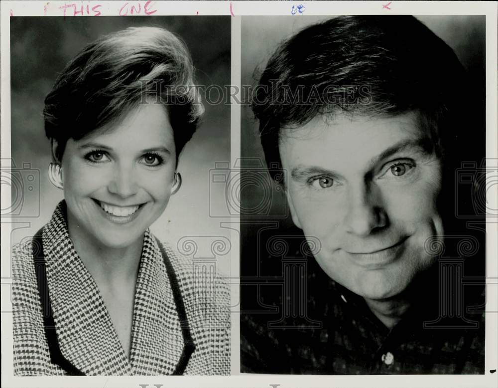 1991 Press Photo TV Hosts Katie Couric &amp; Pat Sajak - sap78464- Historic Images