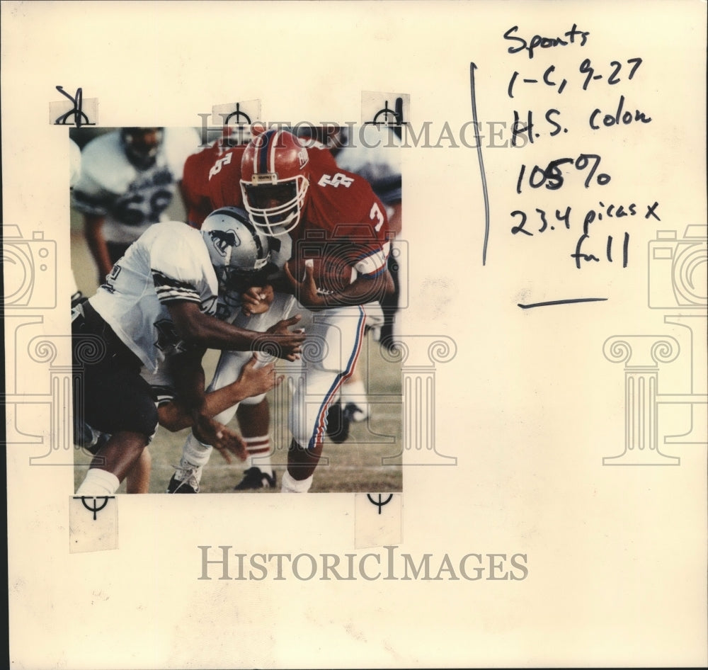 1991 Press Photo Jerome Holmes of Roosevelt football and Jonathan Hickerson- Historic Images