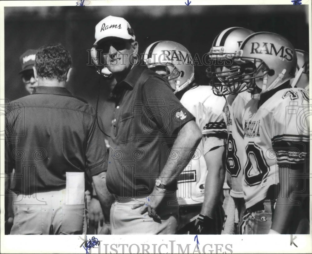 1990 Press Photo Marshall football coach David Visentine during game vs. Jay- Historic Images