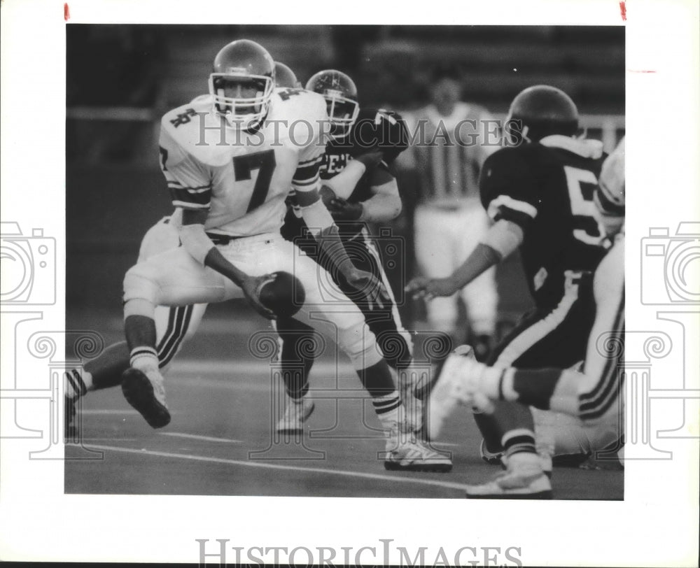 1990 Press Photo Roosevelt and Fox Tech play football at Alamo Stadium- Historic Images