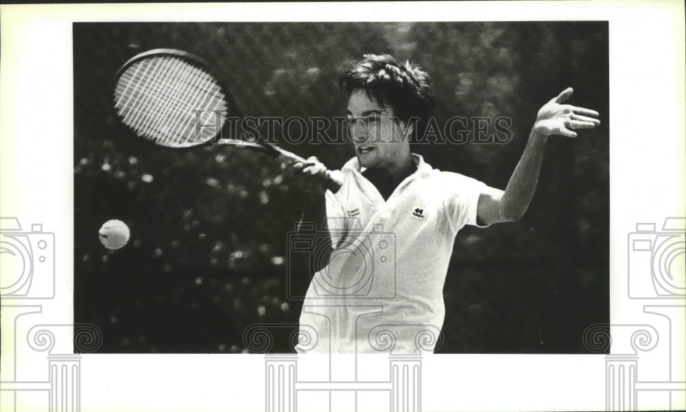 1987 Press Photo Trinity tennis player Chris Greer vs. North Texas - sas00208- Historic Images