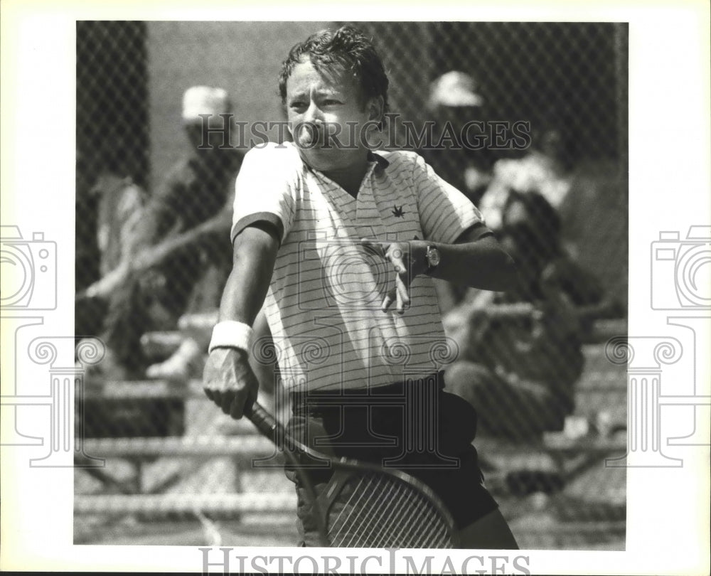 1983 Press Photo Tennis player Gerry Perry during USTA match at McFarlin Courts- Historic Images