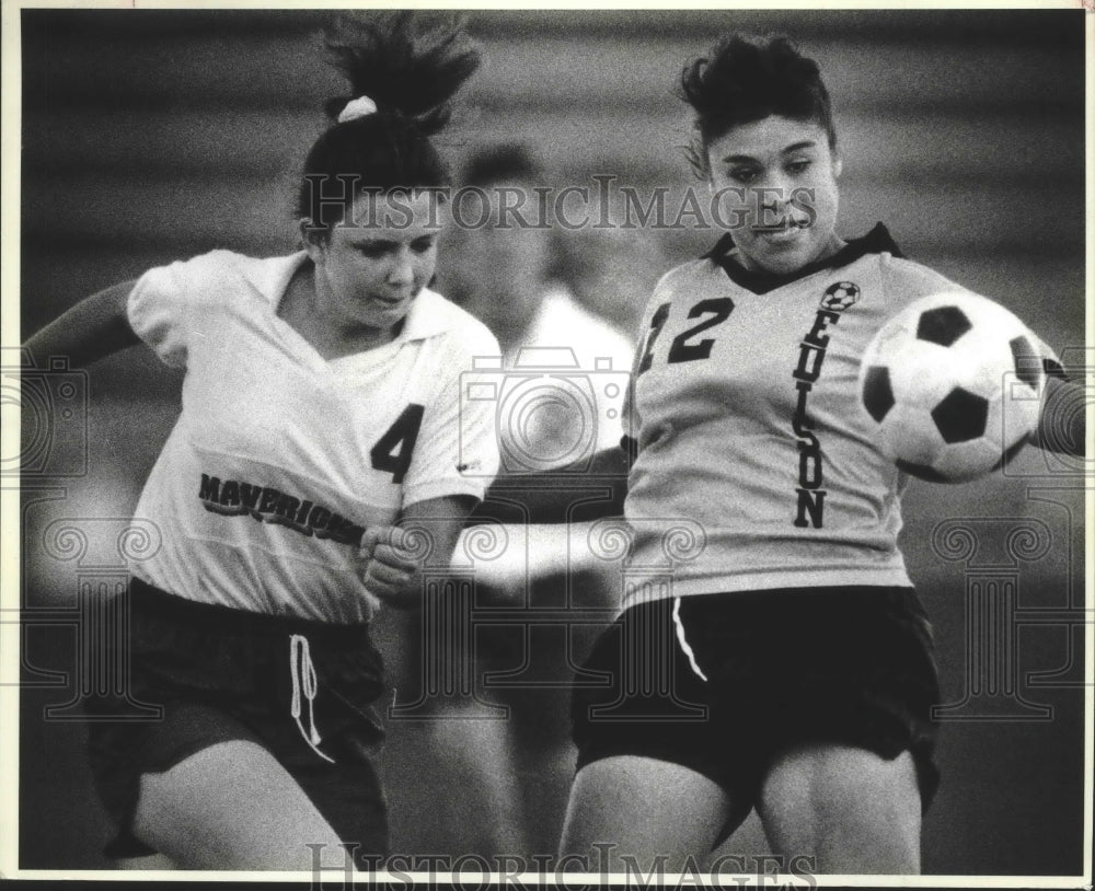 1989 Press Photo Madison and Edison play a girls soccer game at Alamo Stadium- Historic Images