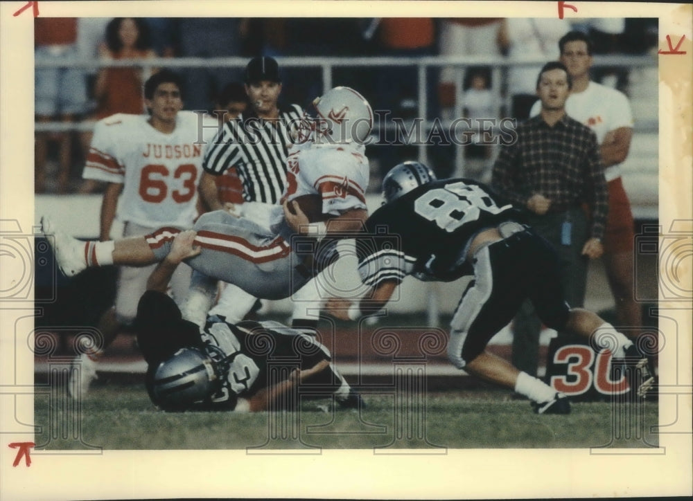 1991 Press Photo Clark and Judson clash in a high school football game- Historic Images