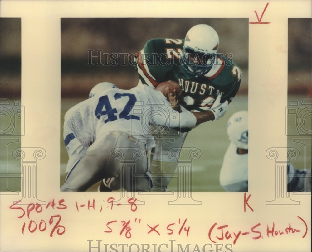 1990 Press Photo Sam Houston and John Jay high schools play a prep football game- Historic Images