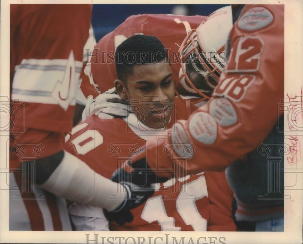 1989 Press Photo Judson and Aldine play prep football at Alamo Stadium- Historic Images