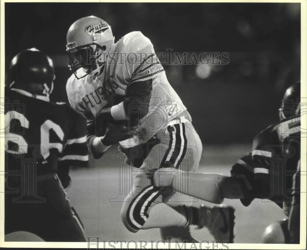 1986 Press Photo Holmes High football player Kenneth Lampkin vs. Fox Tech- Historic Images