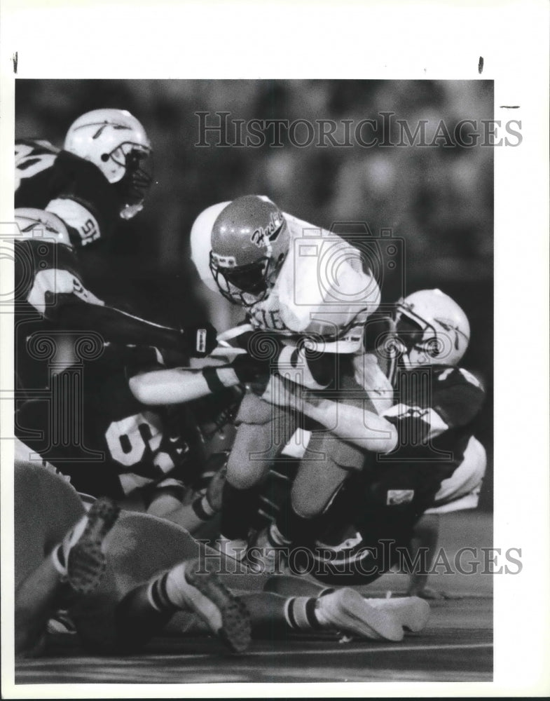 1989 Press Photo Sam Houston and Holmes high schools play a prep football game- Historic Images
