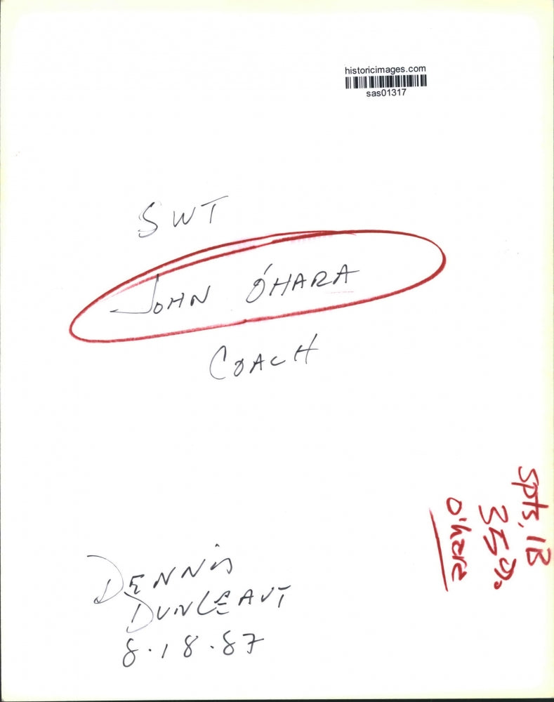 1987 Press Photo Southwest Texas football coach John O'Hara - sas01317