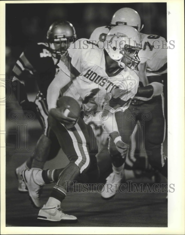 1985 Press Photo Sam Houston High football player Gerald Hayes in action- Historic Images