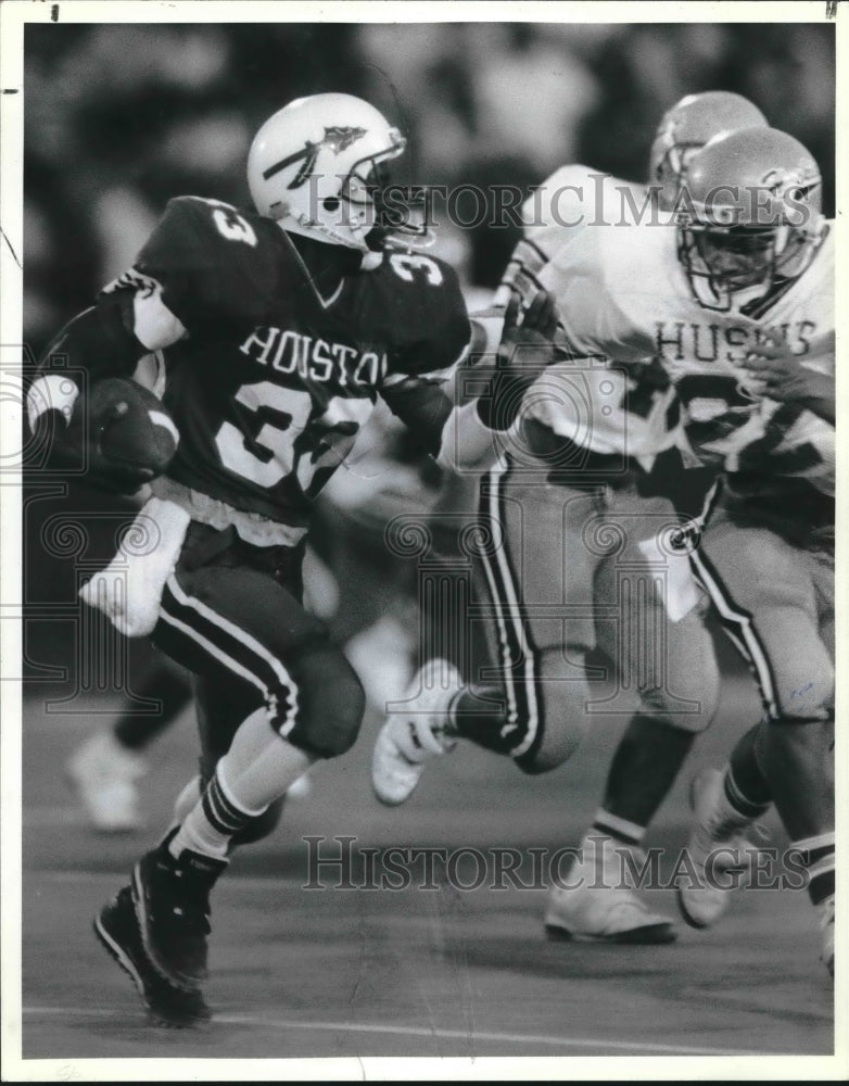 1989 Press Photo Sam Houston plays Holmes in a high school football game- Historic Images