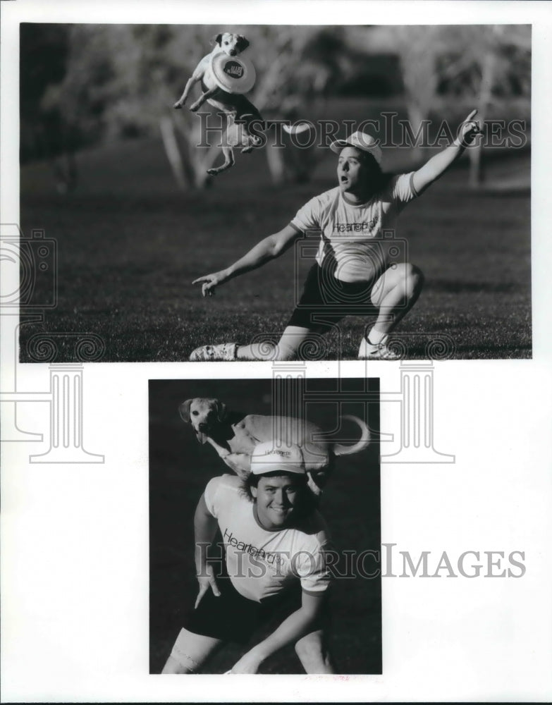 Press Photo Canine disc competitors Bill Watters and his dog, Air Major- Historic Images