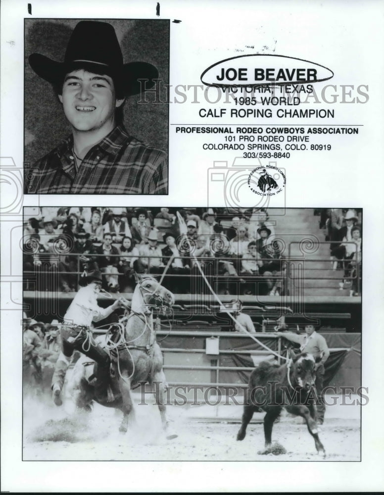 1985 Press Photo Pro rodeo calf roping champion Joe Beaver of Victoria, Texas- Historic Images