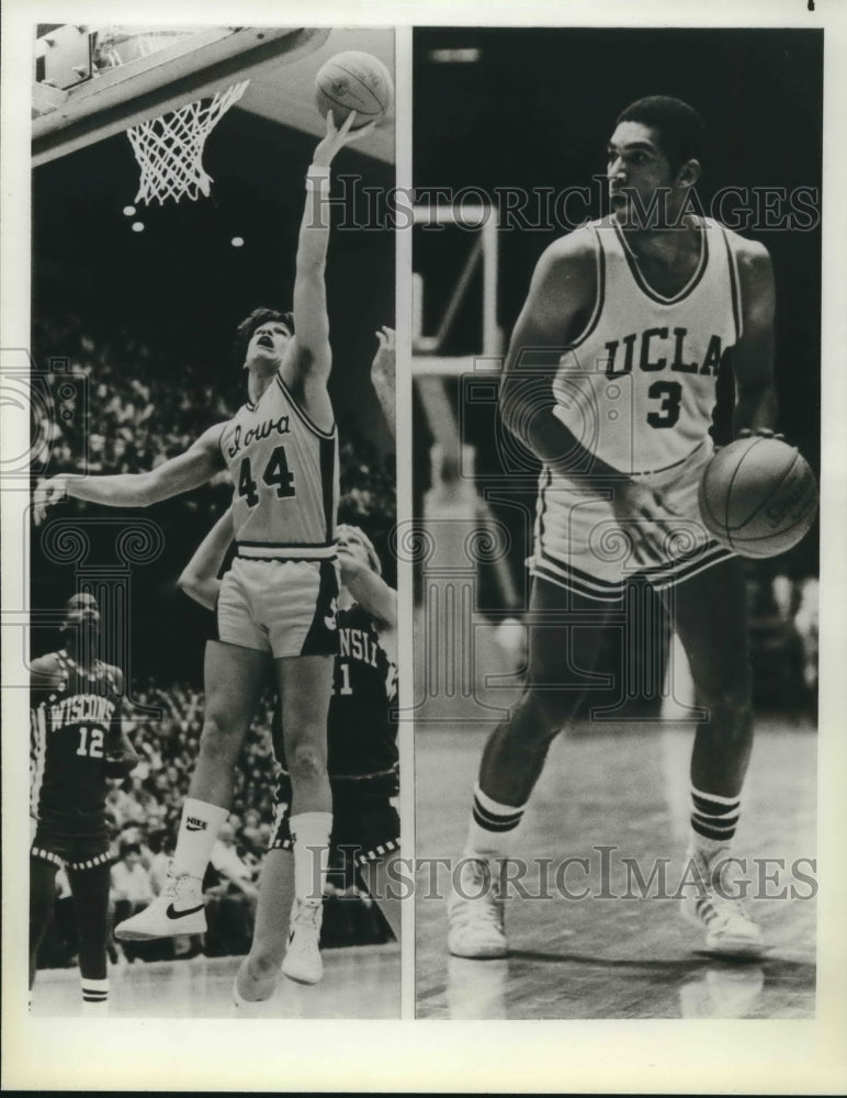 1982 Press Photo Basketball players Mark Gannon (Iowa) and Ralph Jackson (UCLA)- Historic Images