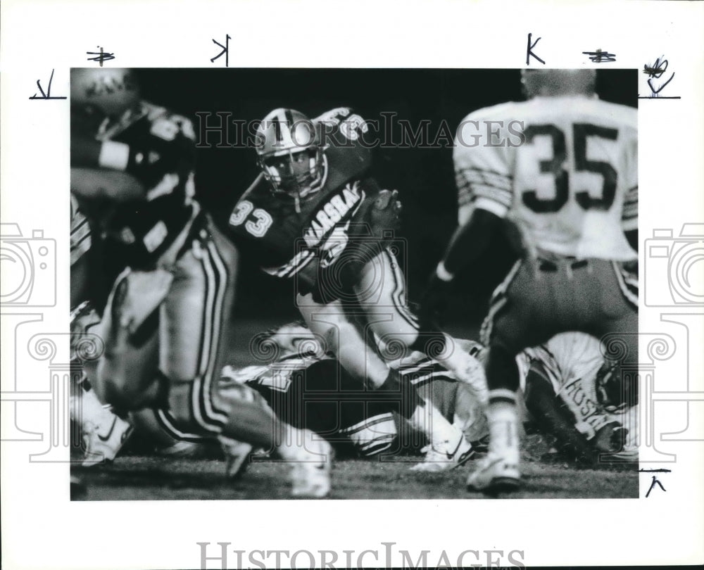 1989 Press Photo Marshall High School football player Anthony Holmes in action- Historic Images